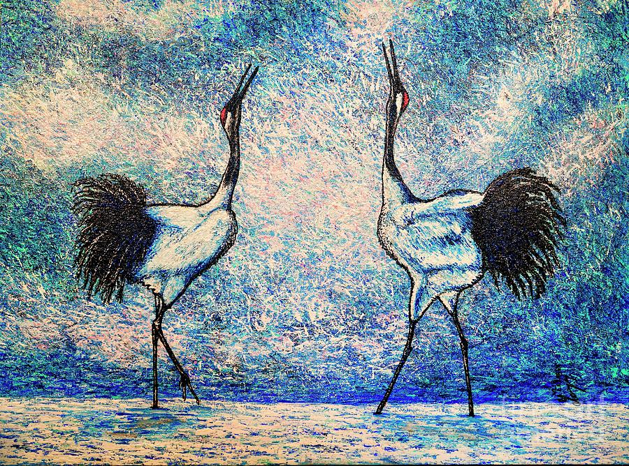 Cranes Painting by Viktor Lazarev