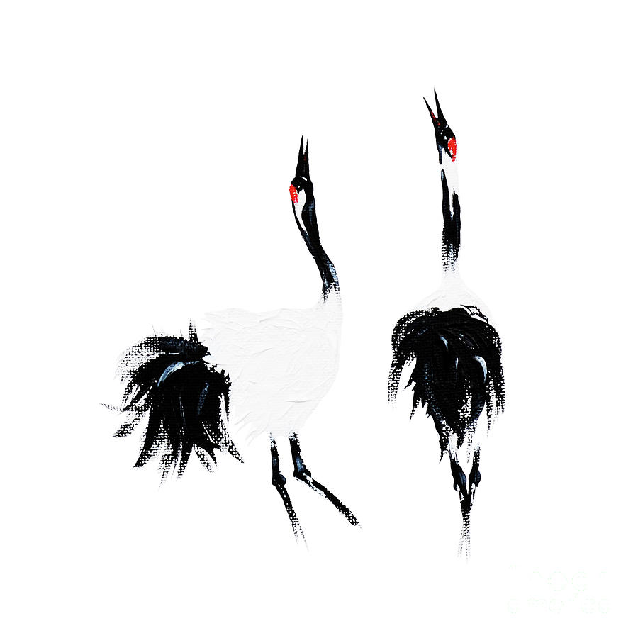 Cranes Painting by Zaira Dzhaubaeva