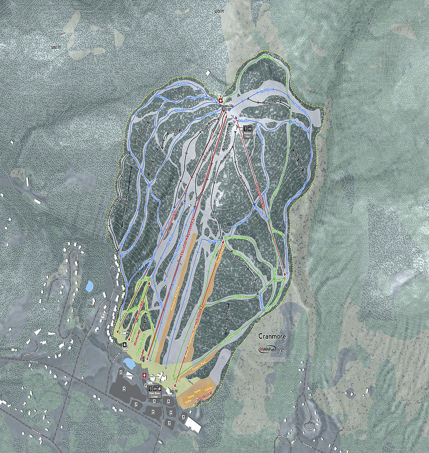 Cranmore Mountain Ski Resort Map Digital Art by Powder Addicts - Fine ...