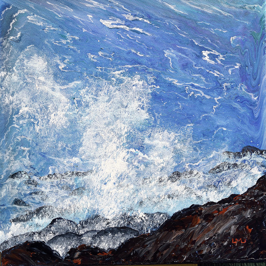 Depoe Bay Painting - Crashing Wave at the Oregon Coast by Laura Iverson