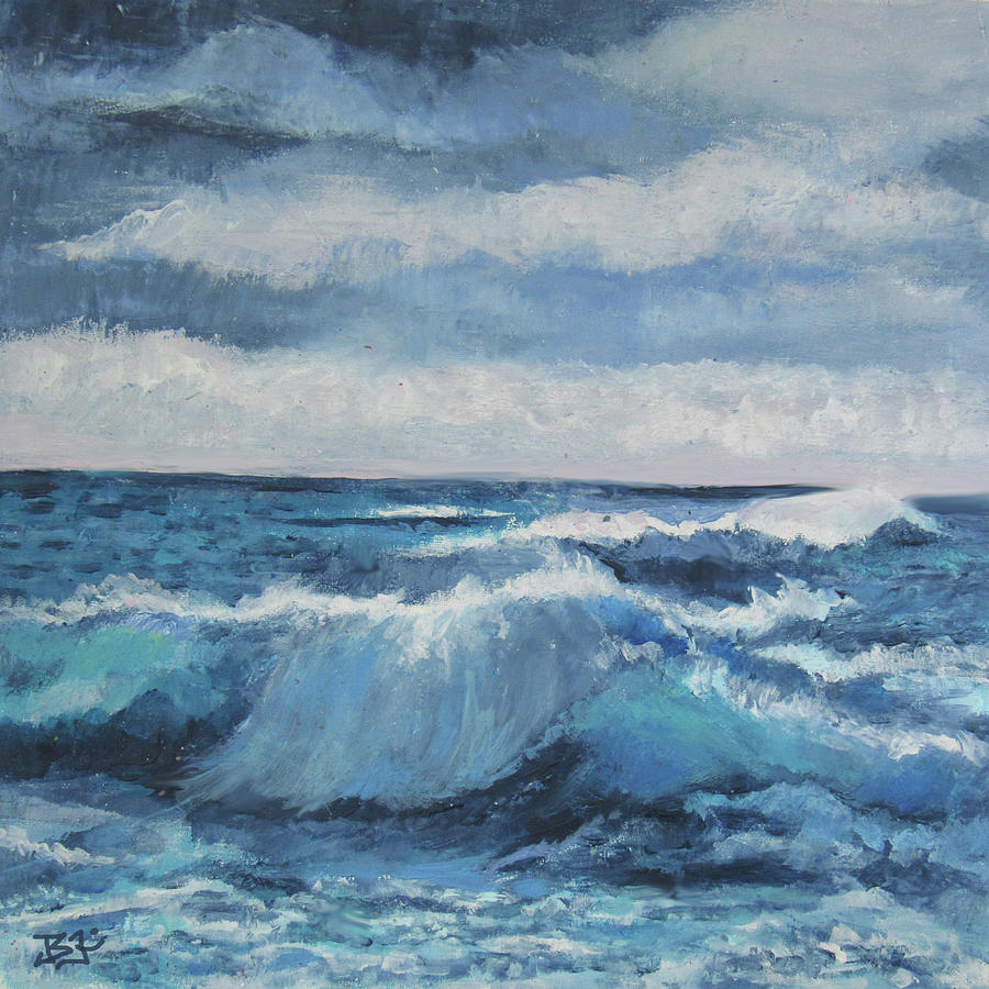 Crashing Wave Painting by Jean Batzell Fitzgerald