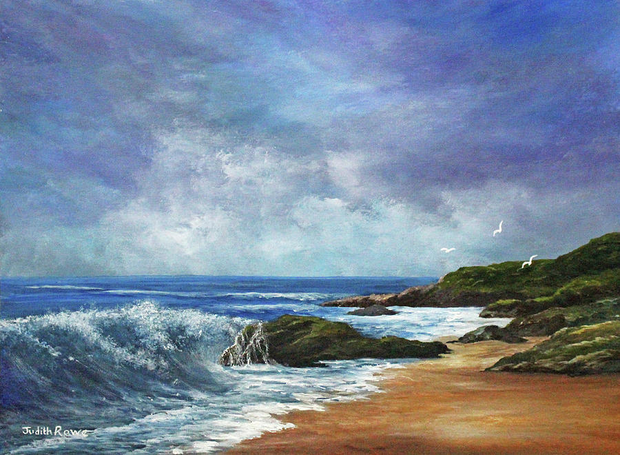 Crashing Wave Painting by Judith Rowe