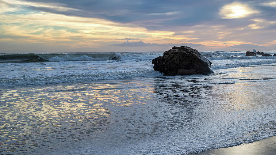 Crashing Waves and a Cloudy Sunset in Malibu Photograph by Matthew DeGrushe