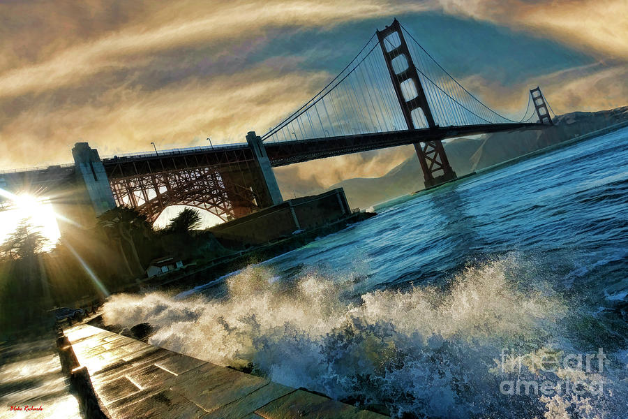 Crashing Waves And The Golden Gate Bridge Photograph by Blake Richards