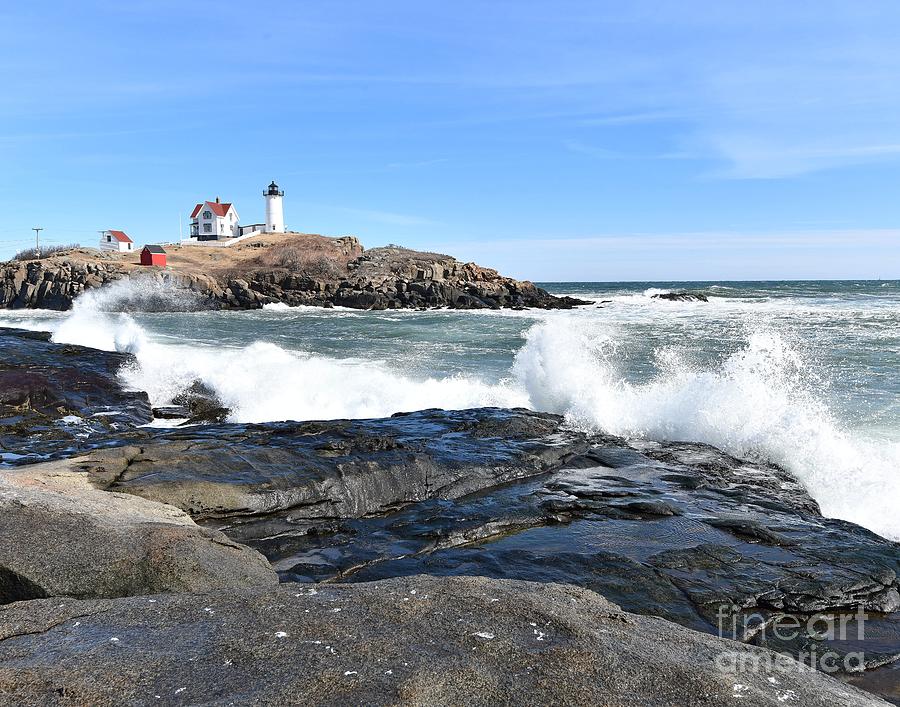 Crashing Waves at the Nubble Photograph by Steve Brown