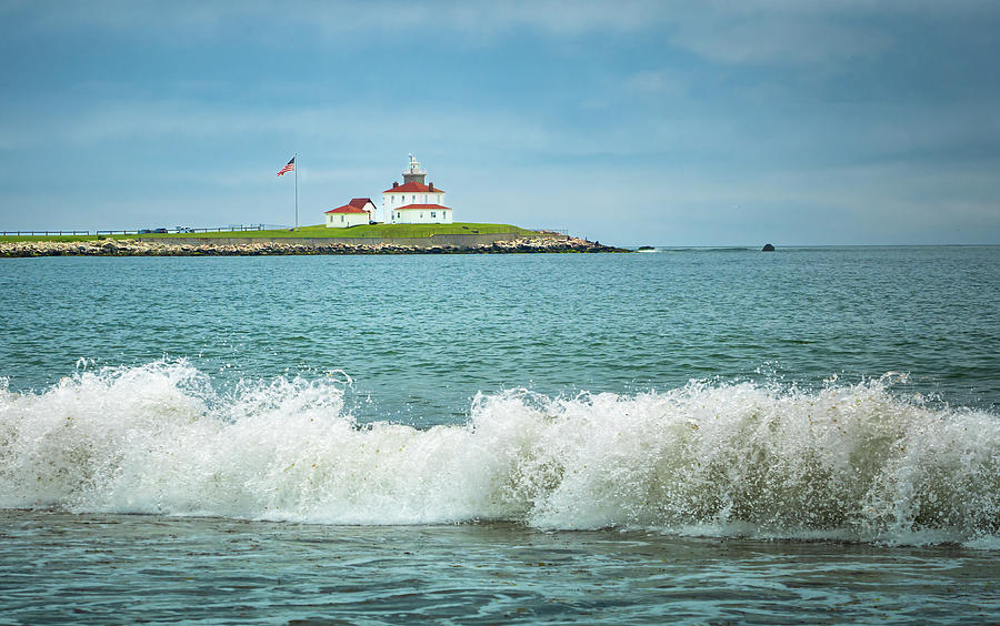 Crashing Waves at Watch Hill Light Photograph by Dave King Crashing Waves at Watch Hill Light Photograph by Dave King