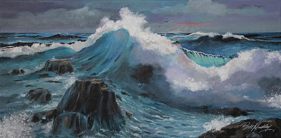 Crashing Waves Painting by Bill Dunkley