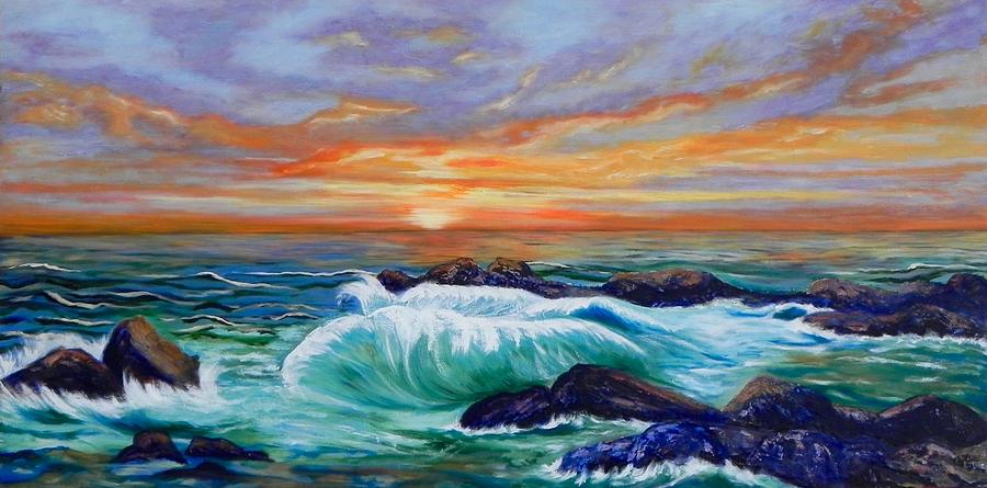 Crashing waves Painting by Erika Dick