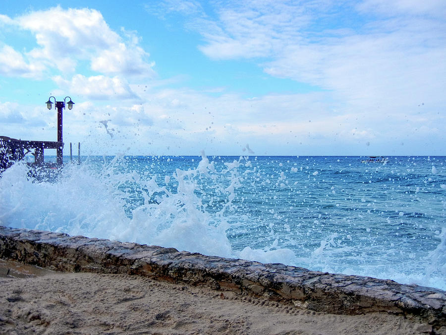 Crashing Waves in Cozumel Photograph by Debra Martz