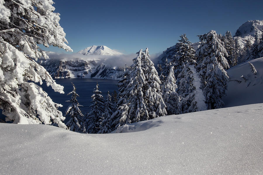 Crater Lake Fresh Snowfall Photograph by Alex Hagerty Fine Art America