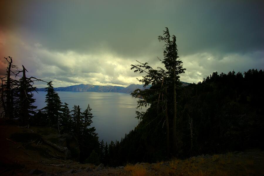 Crater Lake in Storm Photograph by Lawrence Christopher