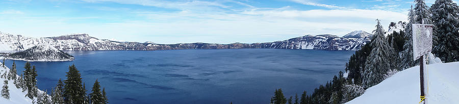 Crater Lake Photograph - Crater Lake In Winter Panorama by Cathy Anderson Crater Lake Photograph - Crater Lake In Winter Panorama by Cathy Anderson