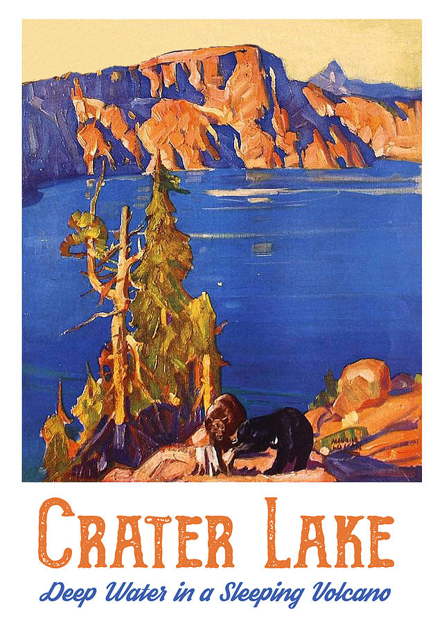 Travel Poster Digital Art - Crater Lake by Long Shot