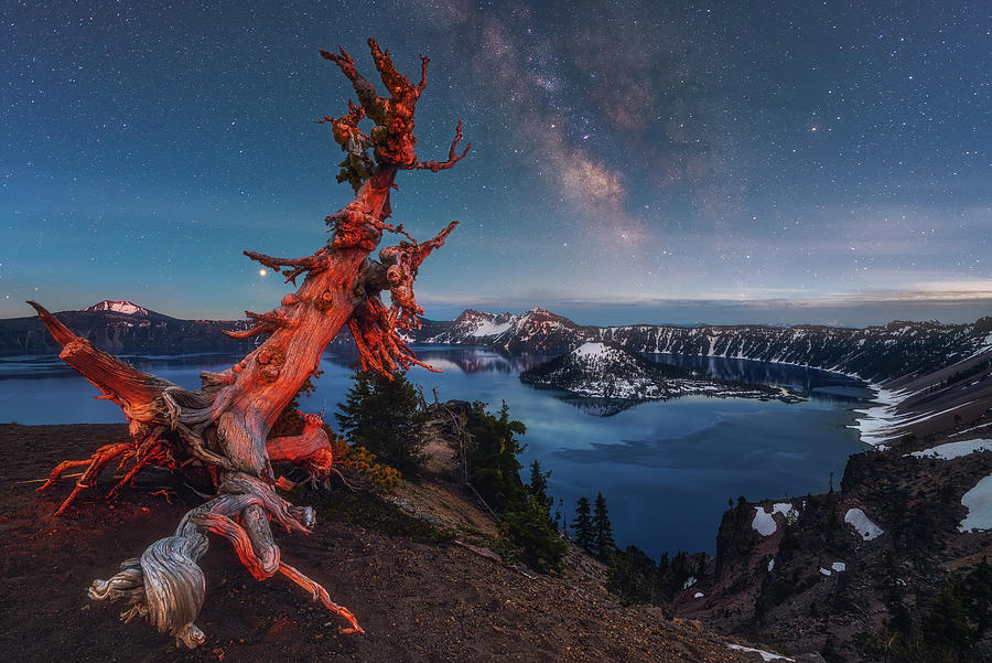 Crater Lake Milky Way Photograph by Darren White
