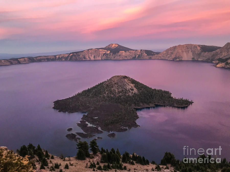 Crater Lake Sunset Photograph
