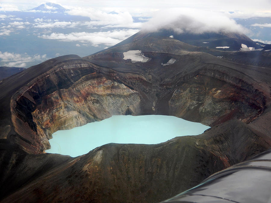 Crater of Maly Semyachik Volcano with acidic crater lake Photograph by by Mike Lyvers