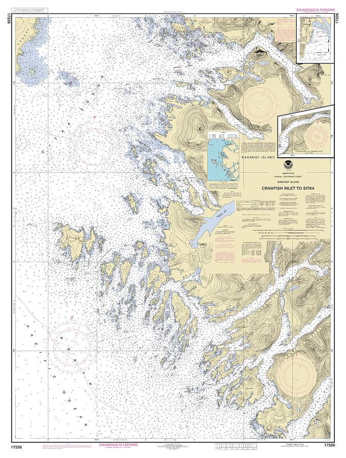 Crawfish Inlet To Sitka Baranof Island Alaska, Noaa Chart 17326 Digital ...