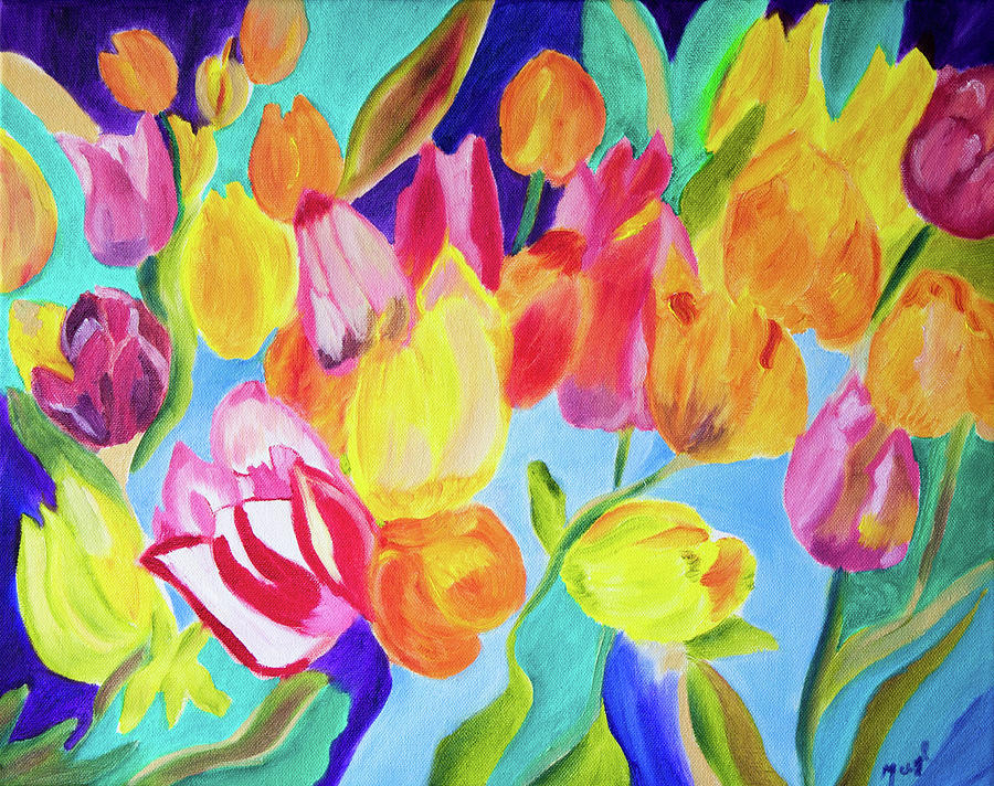 Crayola Tulips Painting by Meryl Goudey