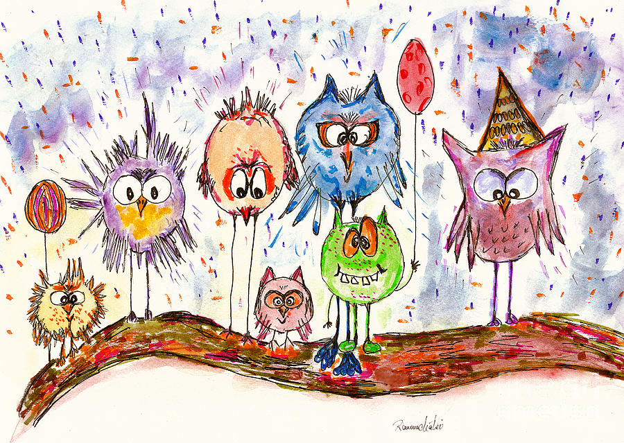 Crazy Bastards on a Wild Party  Painting by Ramona Matei