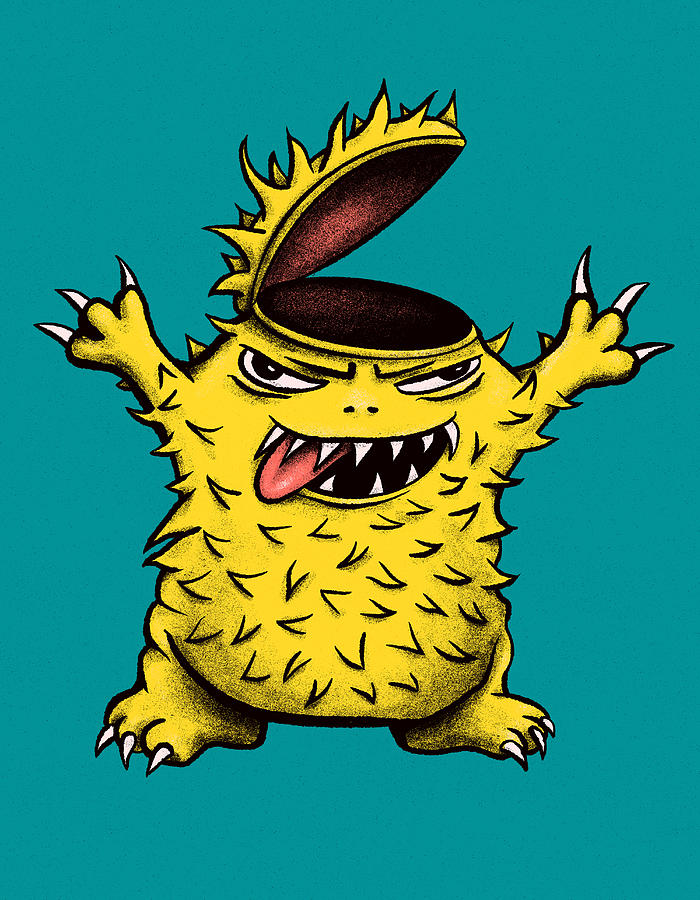 Crazy Brainless Chicken Monster Character Digital Art by Boriana Giormova