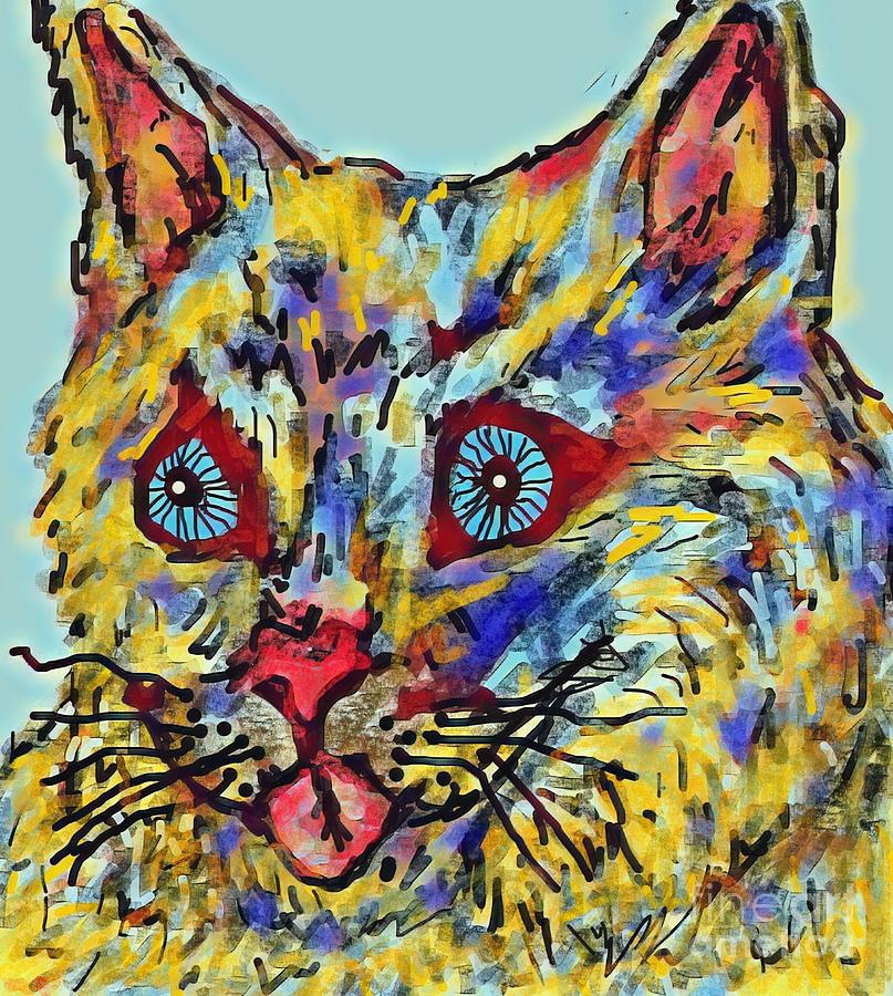 Crazy Cat Digital Art by Bradley Boug