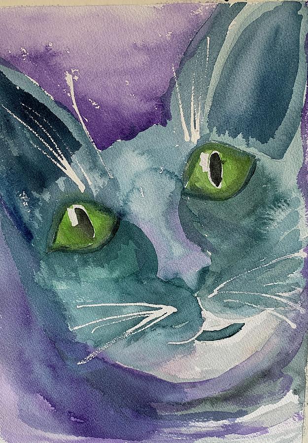 Cat Painting - Crazy cat by Janet Doggett