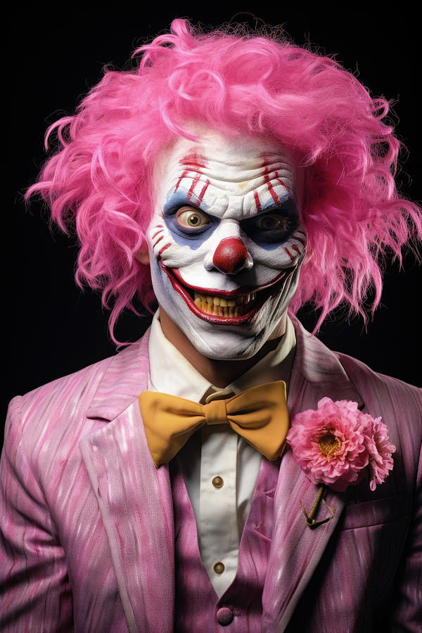 Crazy Clown 01 Pink and Evil Digital Art by Matthias Hauser