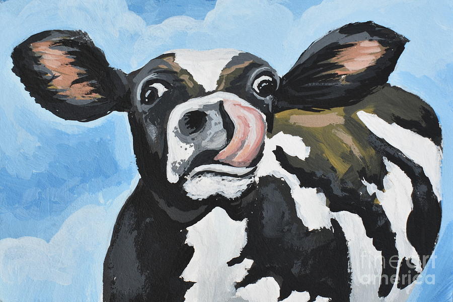 Crazy Cow Painting by Debbie Criswell