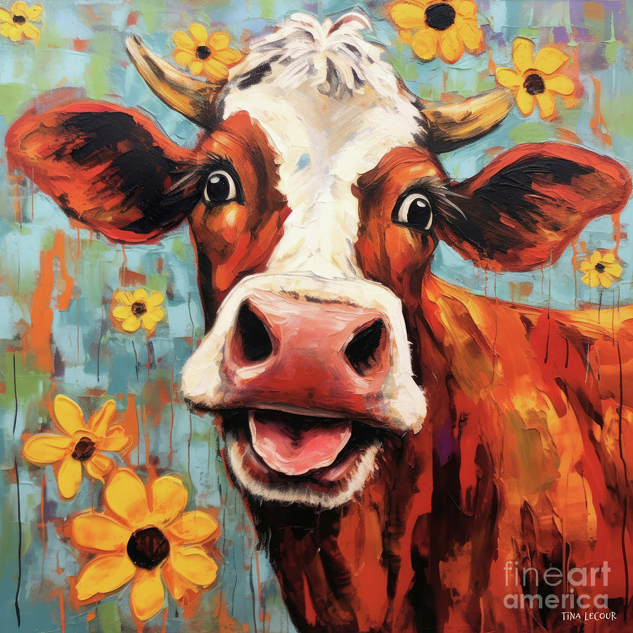 One Crazy Cow Painting by Tina LeCour