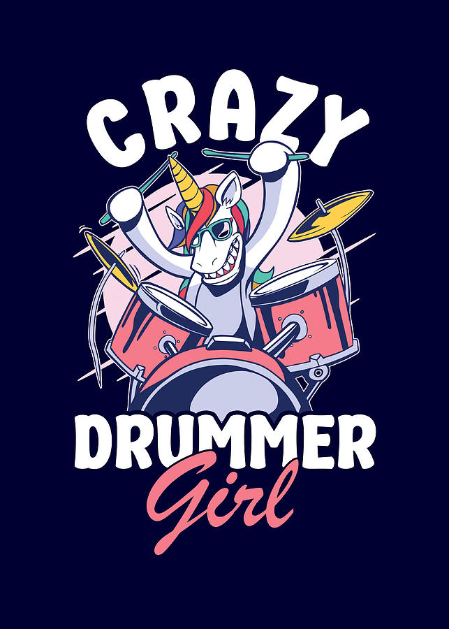 Crazy Drummer Girl Unicorn Poster Painting by Thompson Graham - Fine ...