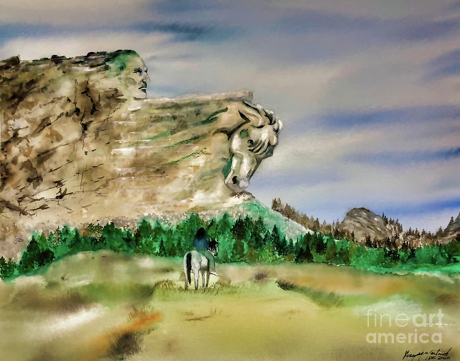Crazy Painting - Crazy Horse Monument by Gary Martinek