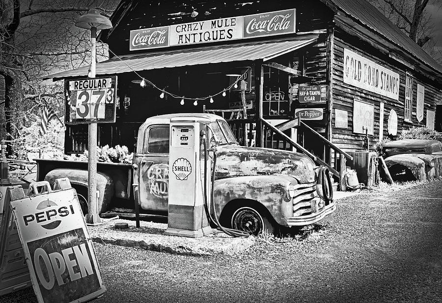 Crazy Mule Antiques 005bw Photograph by George Bostian