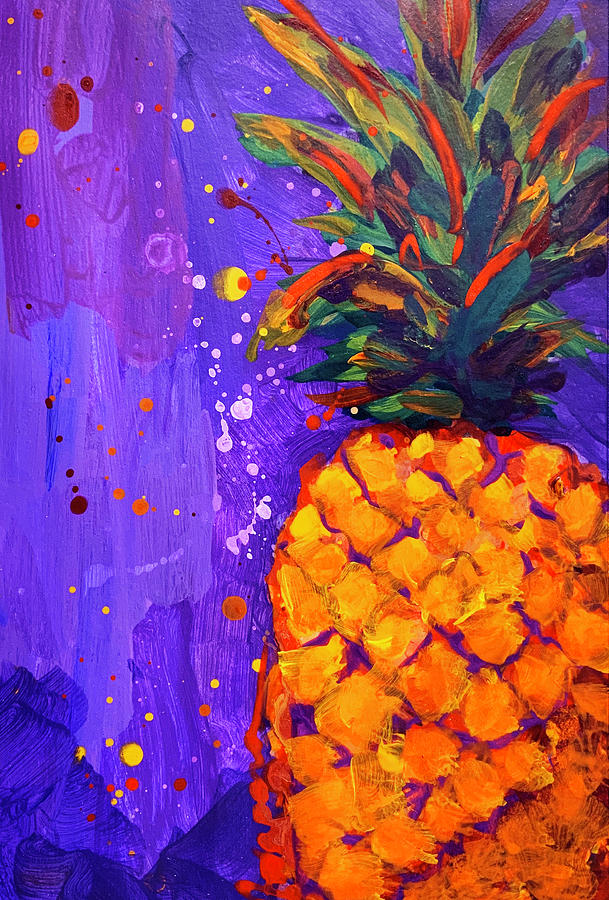 Colorful Pineapple - Tropical Fruit Painting by Patricia Awapara
