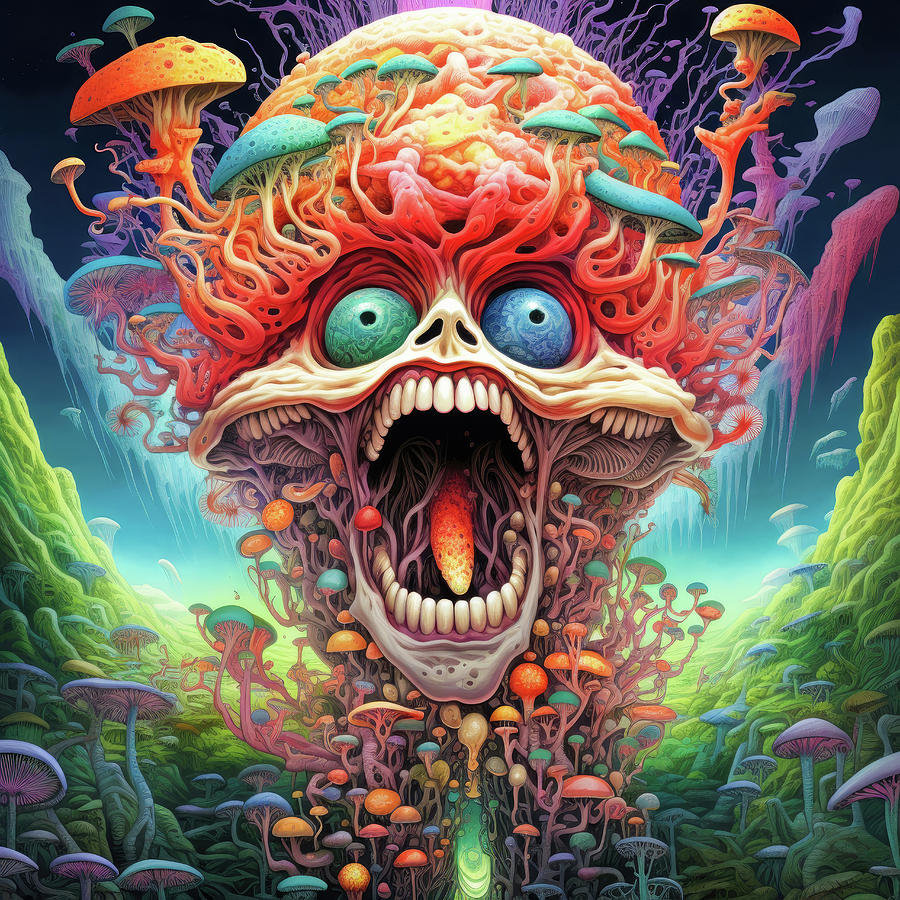 Crazy Psychedelic Mushroom 01 Digital Art by Matthias Hauser