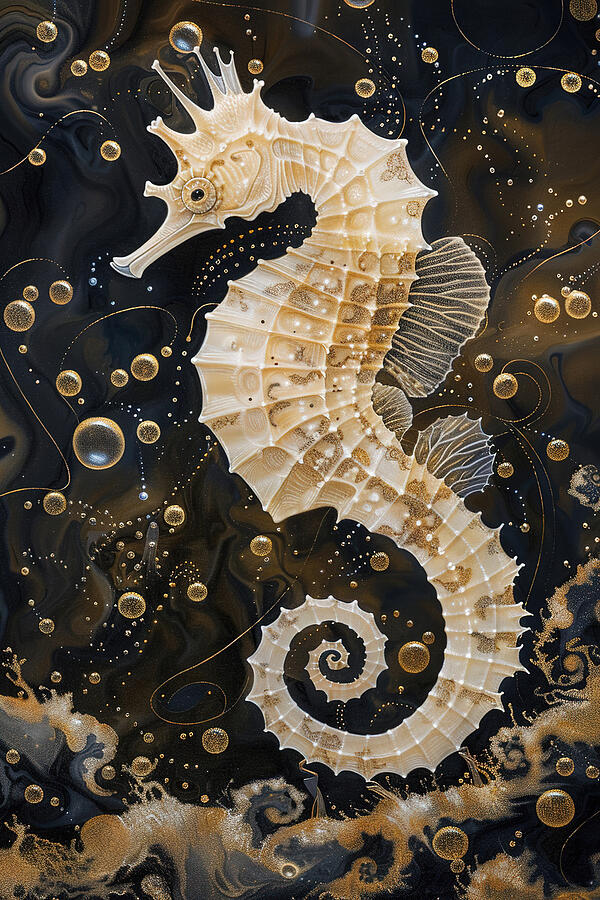 Cream Colored Seahorse Digital Art by Athena Mckinzie