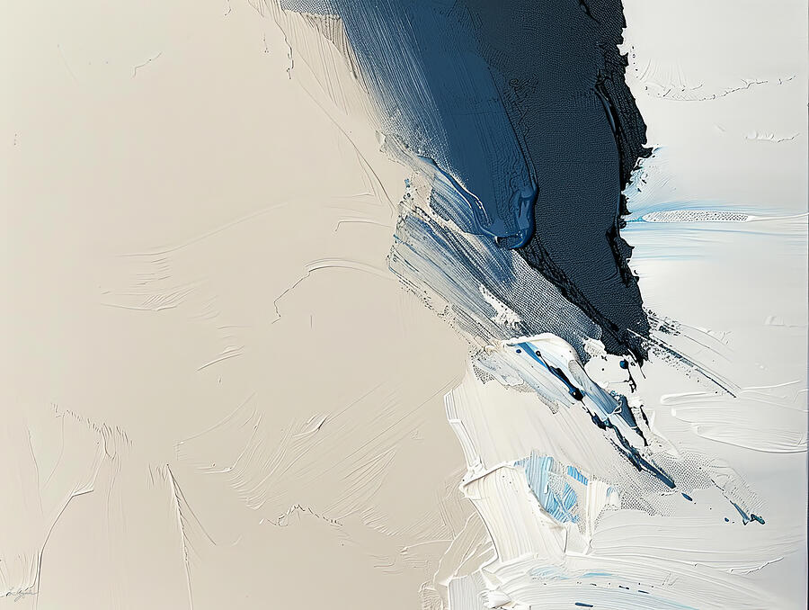 Cream, Indigo and Dark Beige Abstract Painting by Lourry Legarde Cream, Indigo and Dark Beige Abstract Painting by Lourry Legarde
