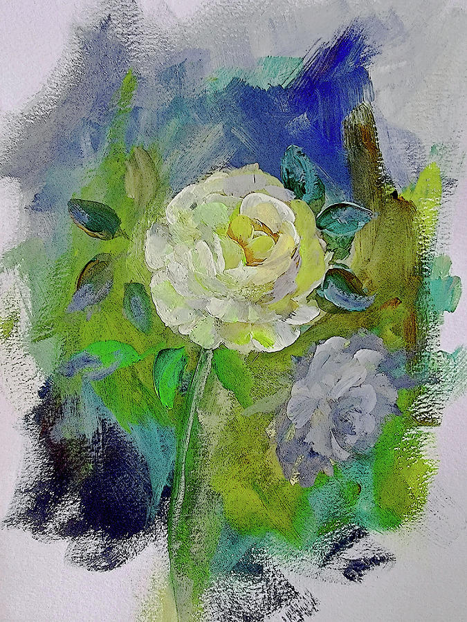 Creamy Petals Of A Rose Painting by Lisa Kaiser