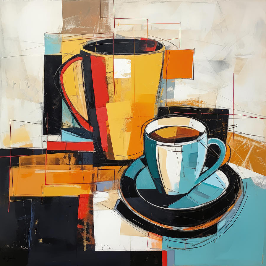 Creative Fusion Of Coffee And Abstract Art Painting