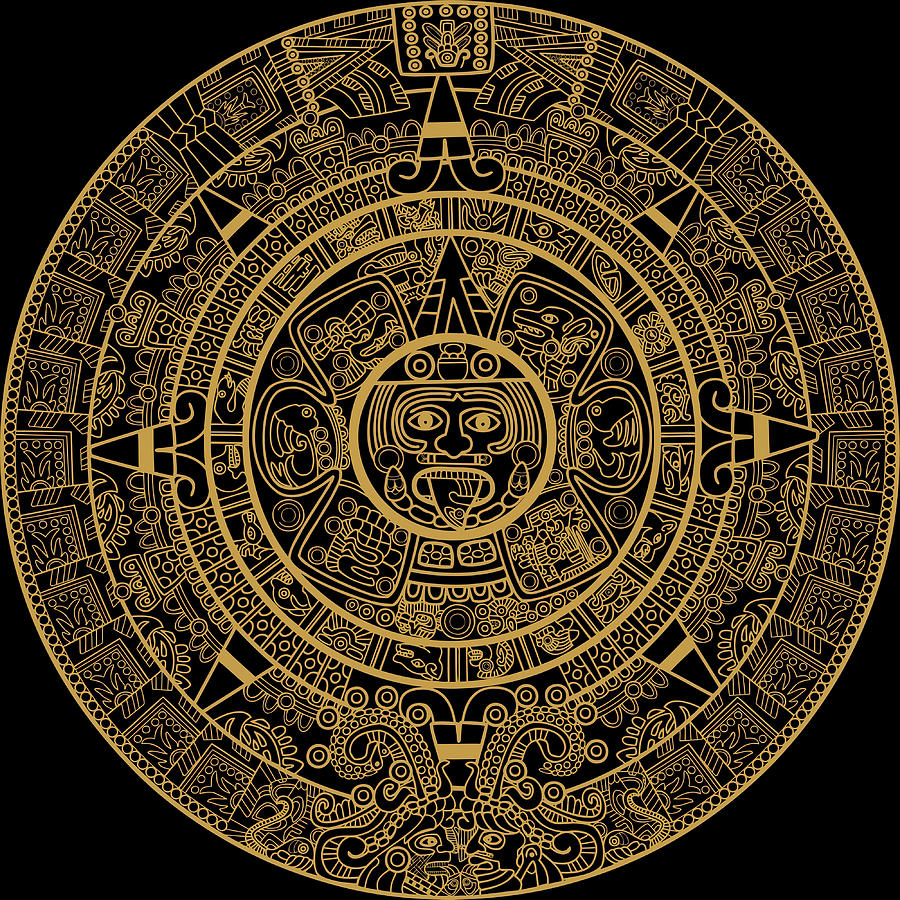 Creative Gold Aztec Emblem Aztec Emblem Poster Painting by Reynolds ...