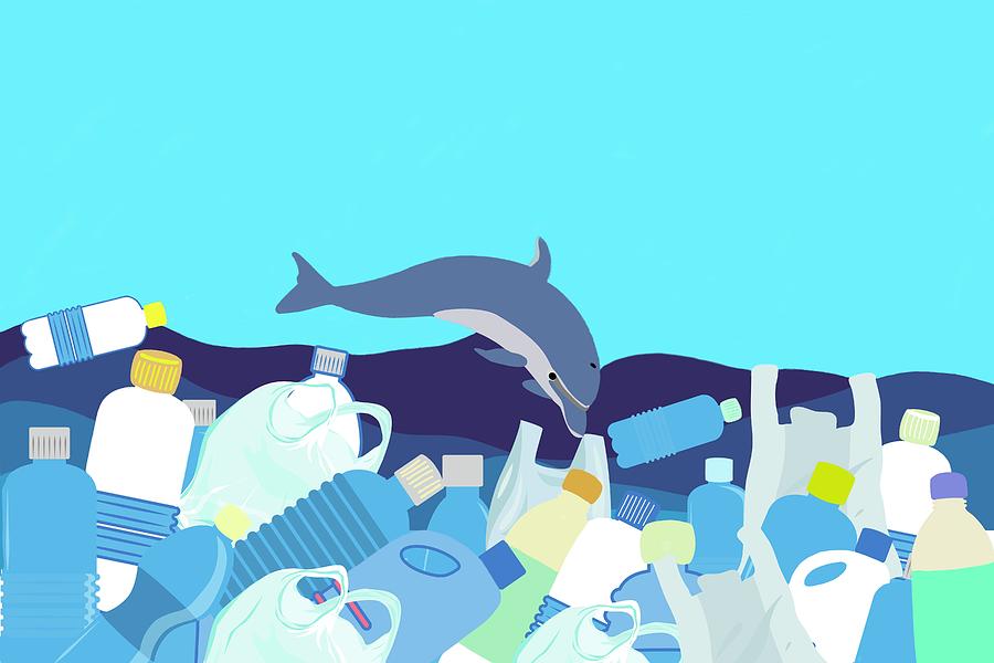 Creative illustration about plastic pollution in the oceans Photograph ...