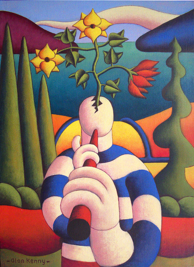 Creative Musician with flowers Painting by Alan Kenny