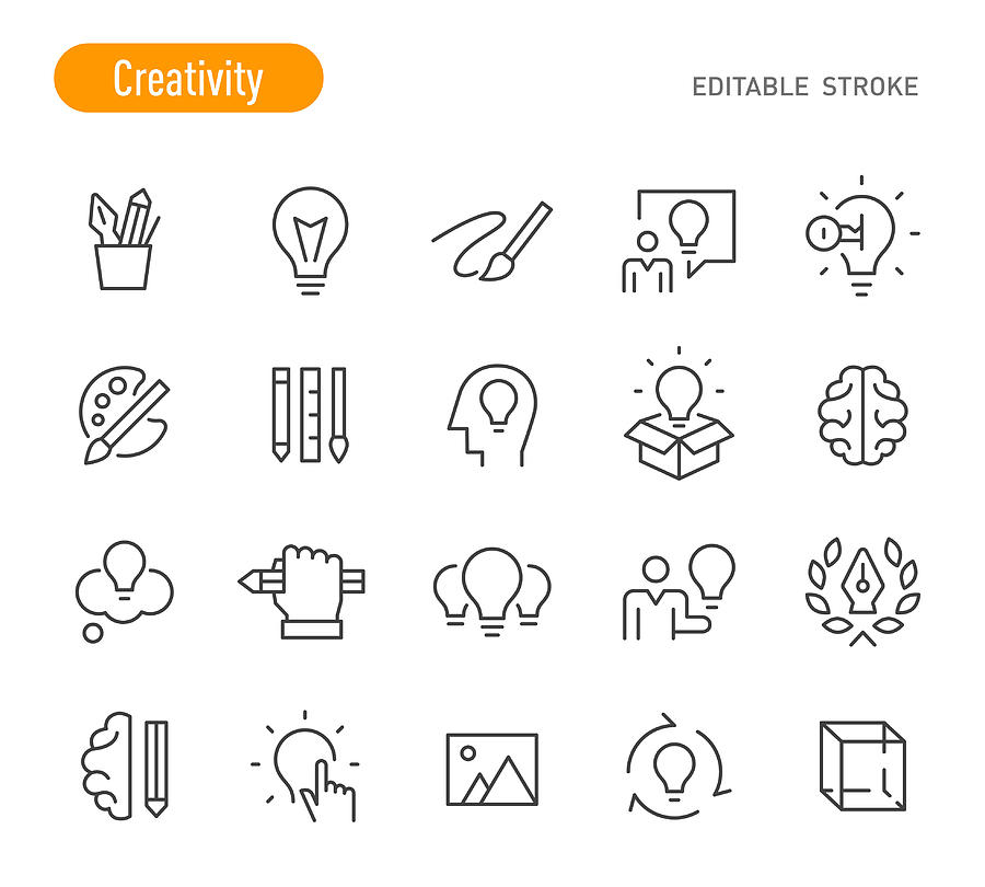 Creativity Icons - Line Series - Editable Stroke Drawing by -victor-