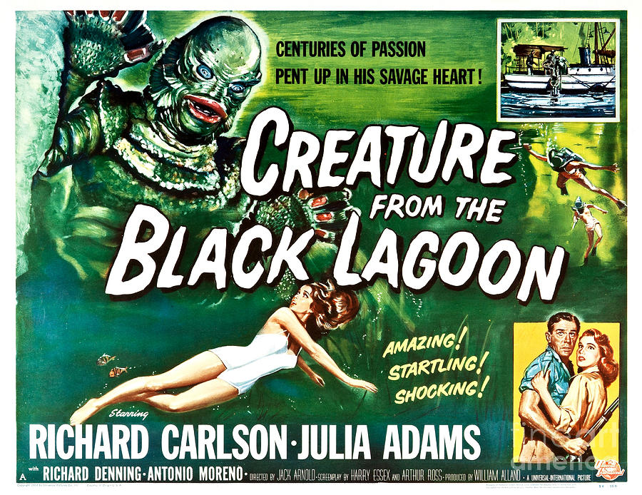 Alien Movie Painting - Creature From The Black Lagoon 1954 Old Terror Horror Movie Poster by Retro Posters