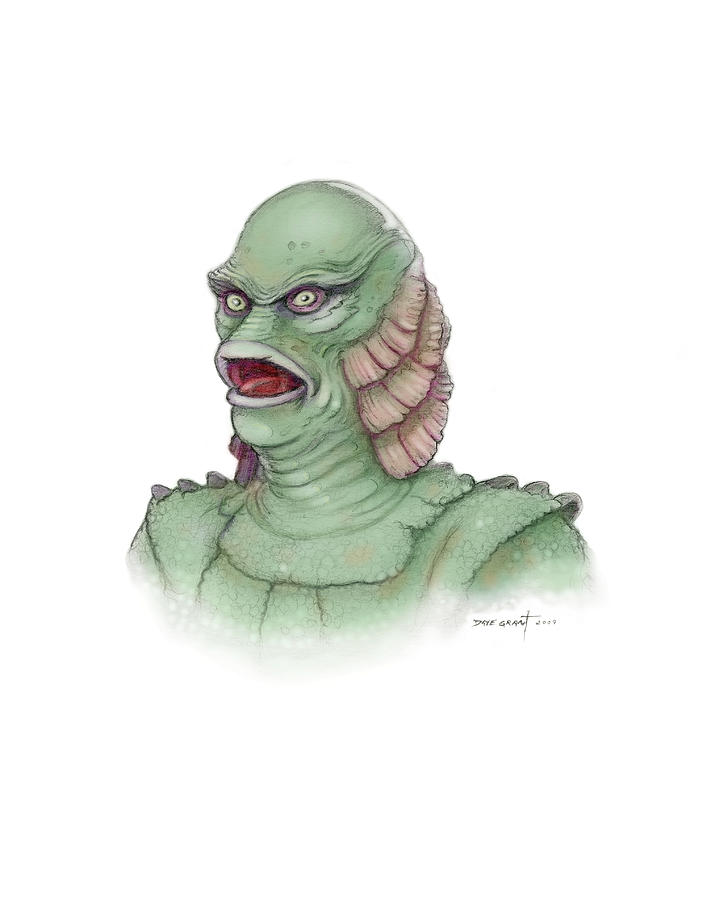Creature From The Black Lagoon Digital Art - Creature Sketch by David Grant