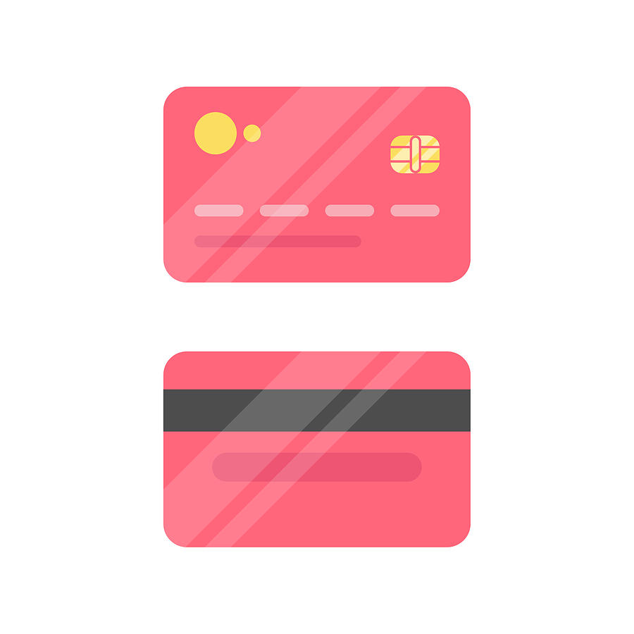 Credit Card Icon Flat Design. Drawing by Designer29