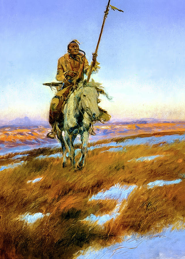 Horse Digital Art - Cree Indian by Charles Russell