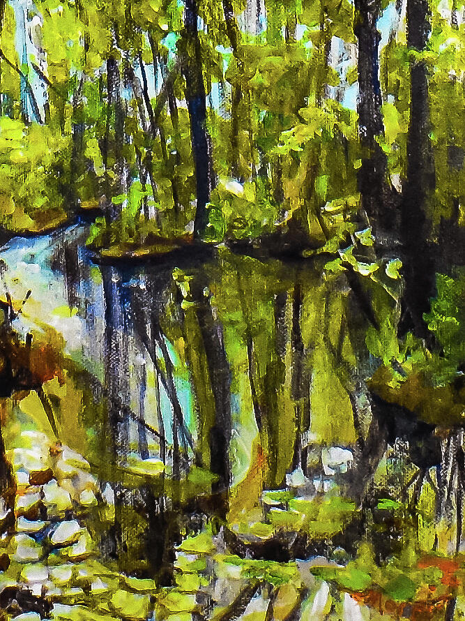 Creek, after rain Painting by Morri Sims