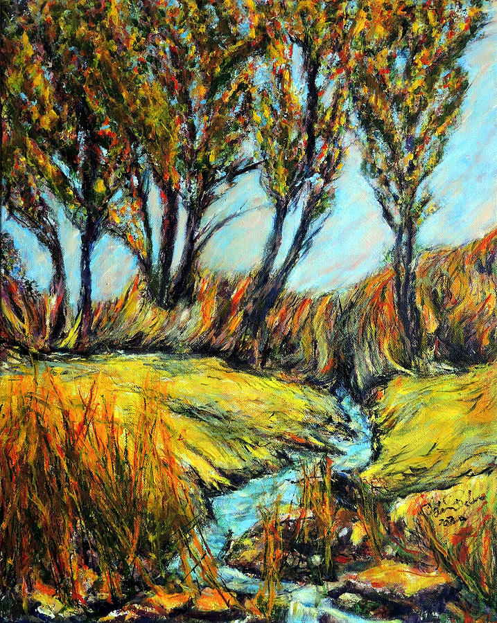 Creek through Wheat Field Painting by John Bohn