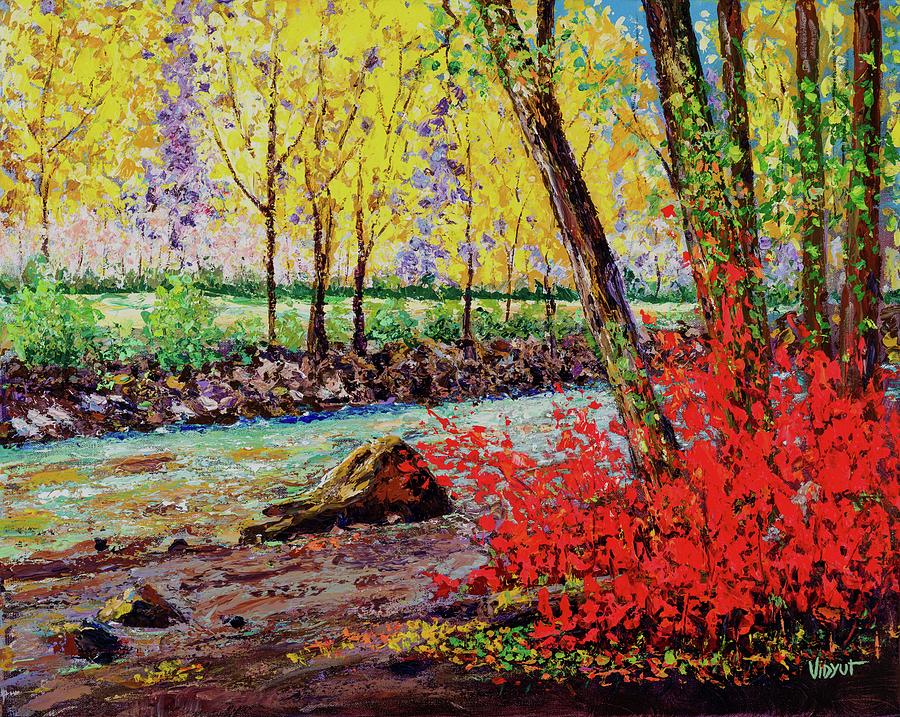 Fall Painting - Creek Tranquility by Vidyut Singhal