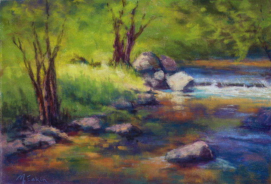 Creekside In Summer Pastel by Marjie Eakin-Petty
